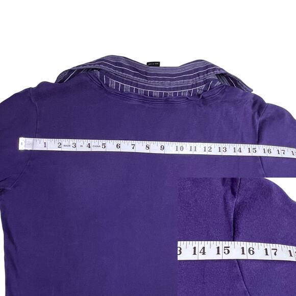 Lane Bryant Faux Layered 3/4 Sleeve Collar Blouse V Neck Plus Size 14/16 Purple - Picture 12 of 15